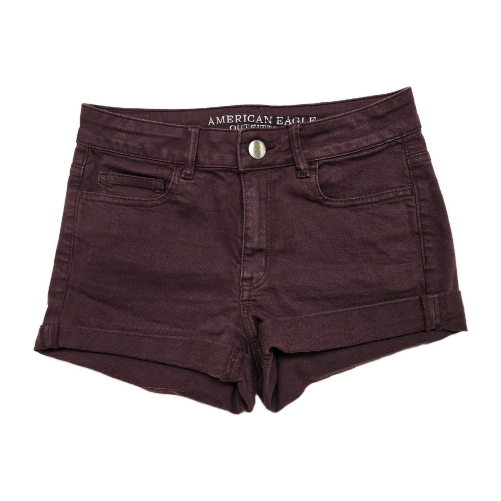 American Eagle Hi Rise Shortie Super Stretch Cuffed Shorts Trendy Size 4 Womens